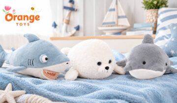 Peluches de tiburón, foca blanca y delfín: una colección marina con encanto